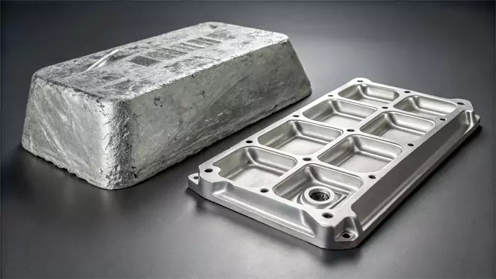 Aluminum ingot and an intricate aluminum cast part