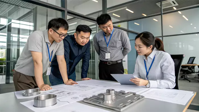 Allied Metal team discussing an aluminum investment casting project