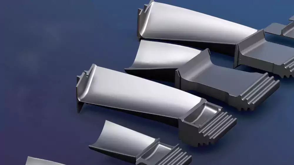 An image highlighting the near-net-shape advantage of investment casting for a turbine blade