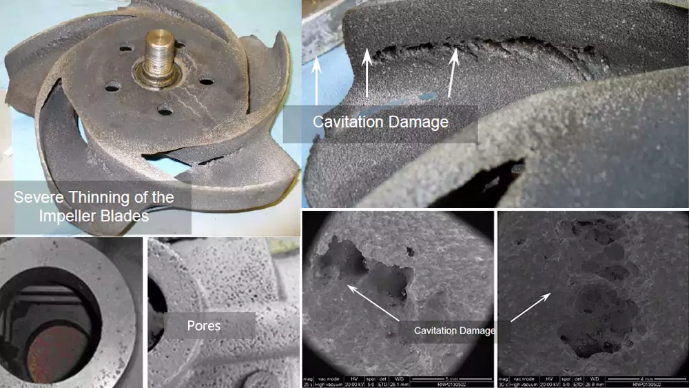 impeller casting defects including porosity shrinkage and surface damage