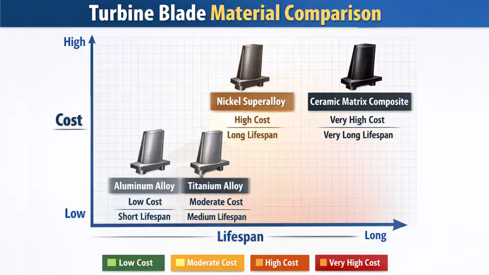 turbine blade material comparison cost vs lifespan
