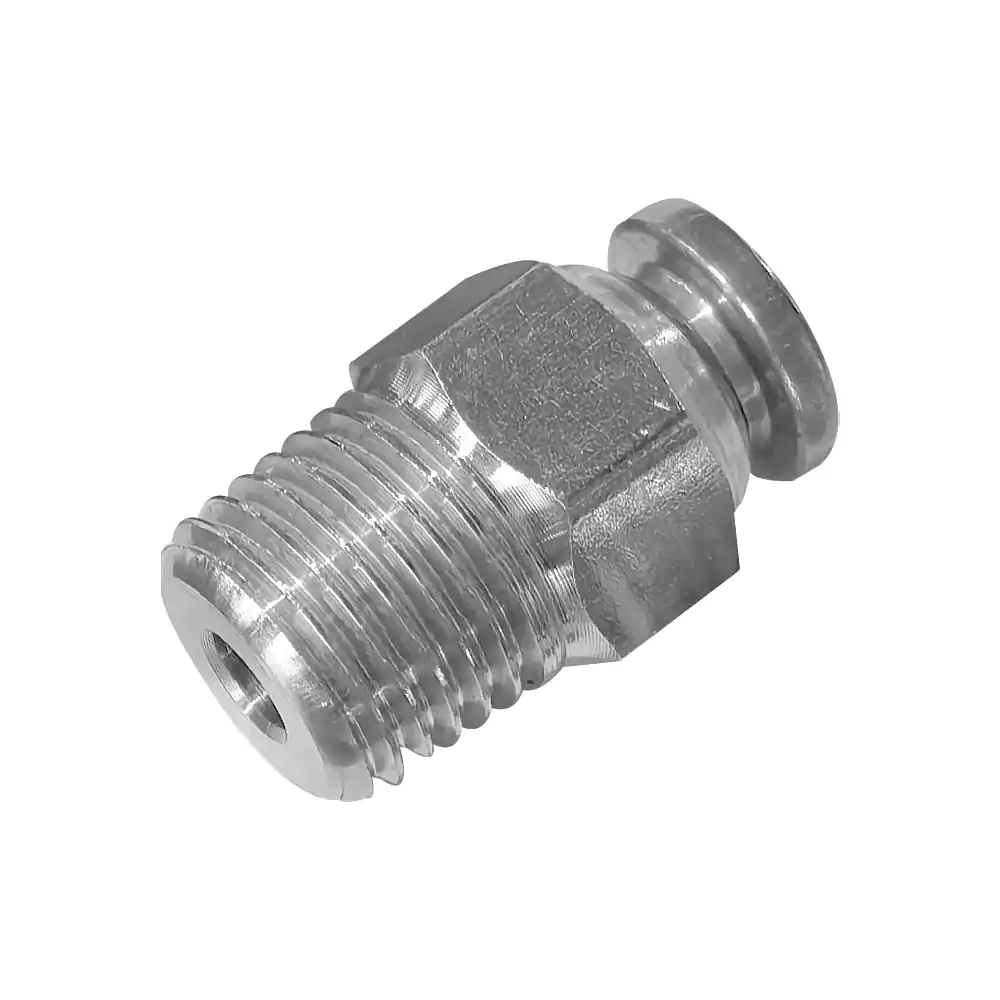Precision CNC-Machined 304 Stainless Steel Male Threaded Pipe Fittings and PC Air Hose Quick Connectors