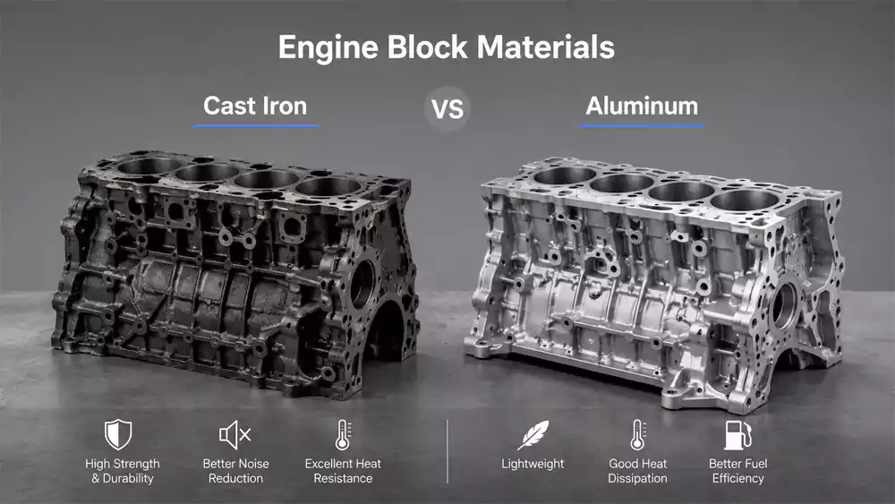 Engine block material comparison between cast iron and aluminum