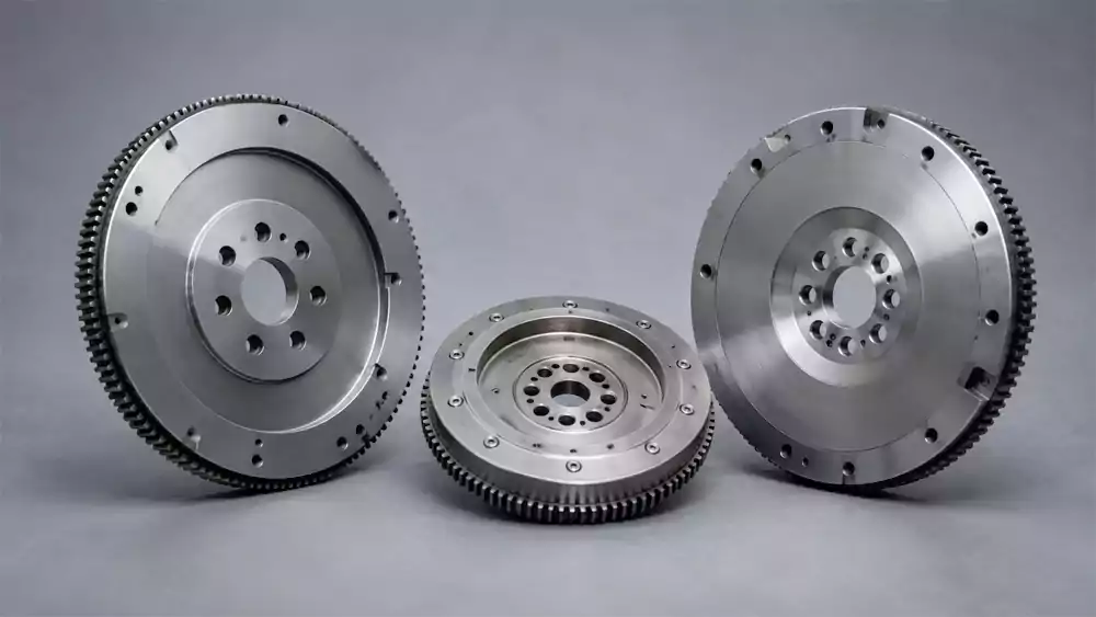 Engine flywheel casting, with both the mounting surface and the rotating surface machined