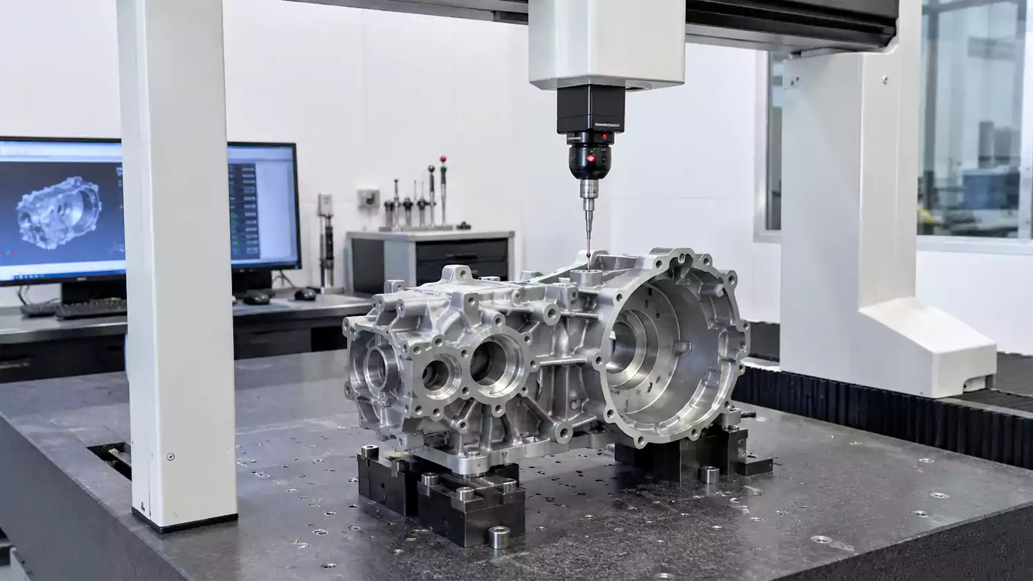CMM inspection of a precision machined gearbox housing